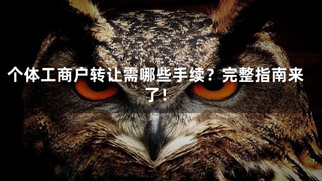 个体工商户转让需哪些手续？完整指南来了！