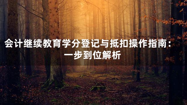 会计继续教育学分登记与抵扣操作指南：一步到位解析