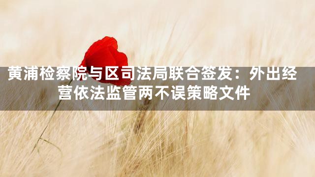 黄浦检察院与区司法局联合签发：外出经营依法监管两不误策略文件
