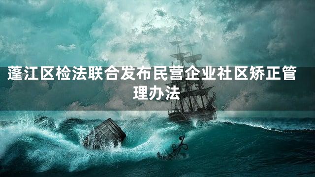 蓬江区检法联合发布民营企业社区矫正管理办法