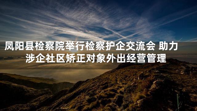 凤阳县检察院举行检察护企交流会 助力涉企社区矫正对象外出经营管理