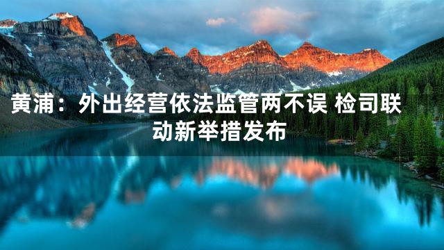黄浦：外出经营依法监管两不误 检司联动新举措发布