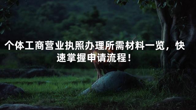 个体工商营业执照办理所需材料一览，快速掌握申请流程！