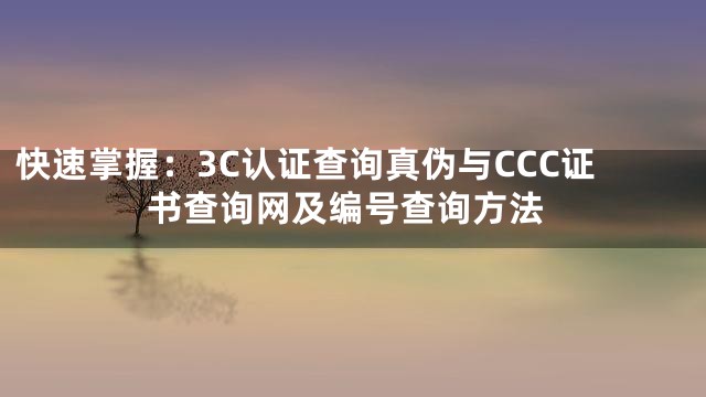 快速掌握：3C认证查询真伪与CCC证书查询网及编号查询方法