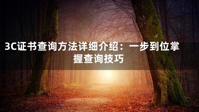 3C证书查询方法详细介绍：一步到位掌握查询技巧