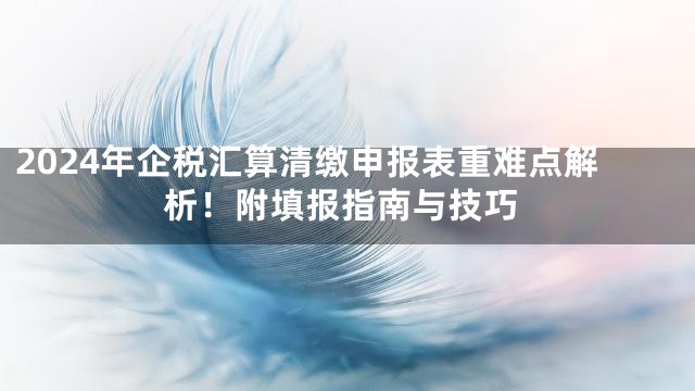 2024年企税汇算清缴申报表重难点解析！附填报指南与技巧