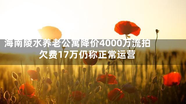 海南陵水养老公寓降价4000万流拍 欠费17万仍称正常运营