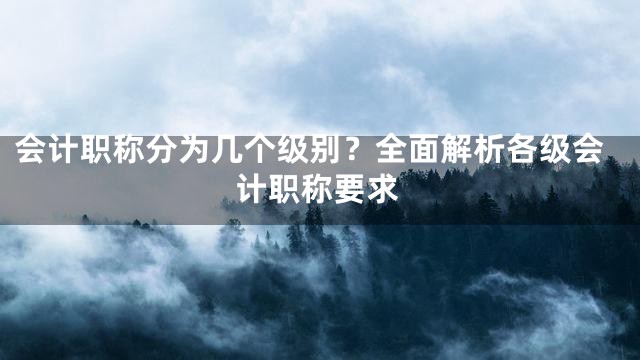 会计职称分为几个级别？全面解析各级会计职称要求