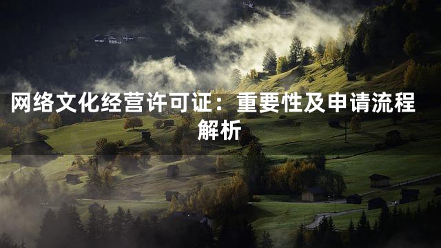 网络文化经营许可证：重要性及申请流程解析