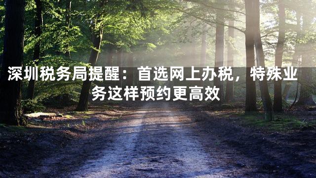 深圳税务局提醒：首选网上办税，特殊业务这样预约更高效