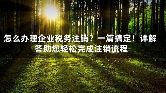 怎么办理企业税务注销？一篇搞定！详解答助您轻松完成注销流程
