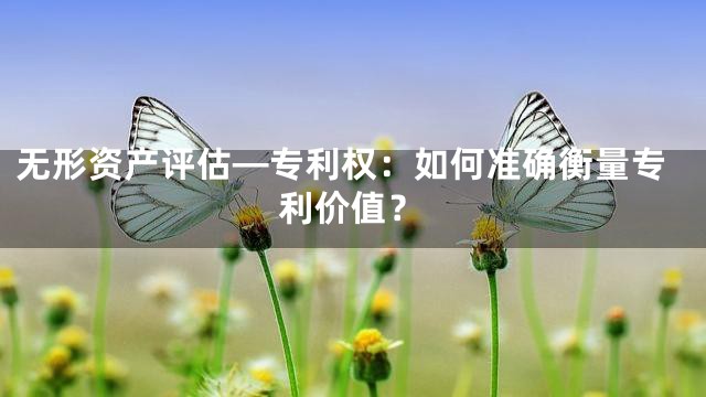 无形资产评估—专利权：如何准确衡量专利价值？