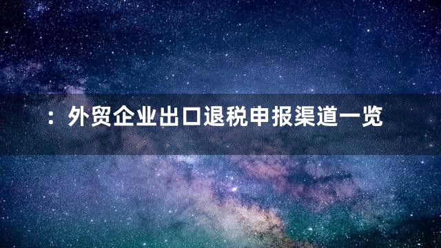 ：外贸企业出口退税申报渠道一览