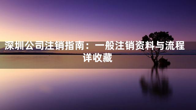 深圳公司注销指南：一般注销资料与流程详收藏