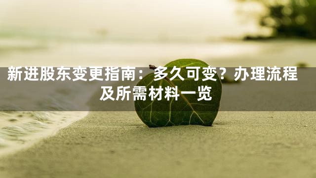 新进股东变更指南：多久可变？办理流程及所需材料一览