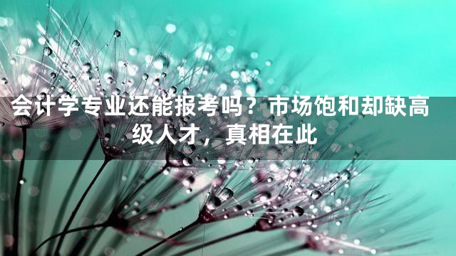 会计学专业还能报考吗？市场饱和却缺高级人才，真相在此