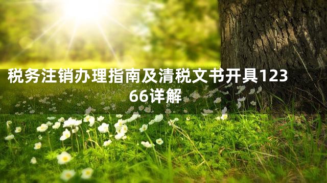 税务注销办理指南及清税文书开具12366详解