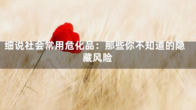 细说社会常用危化品：那些你不知道的隐藏风险