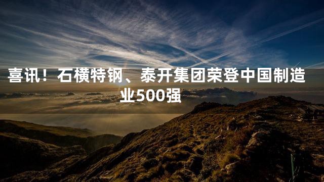 喜讯！石横特钢、泰开集团荣登中国制造业500强
