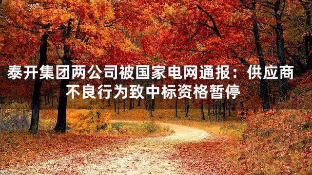 泰开集团两公司被国家电网通报：供应商不良行为致中标资格暂停