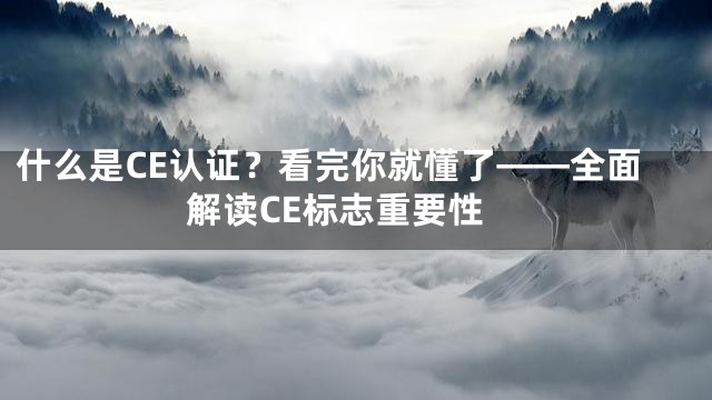 什么是CE认证？看完你就懂了——全面解读CE标志重要性