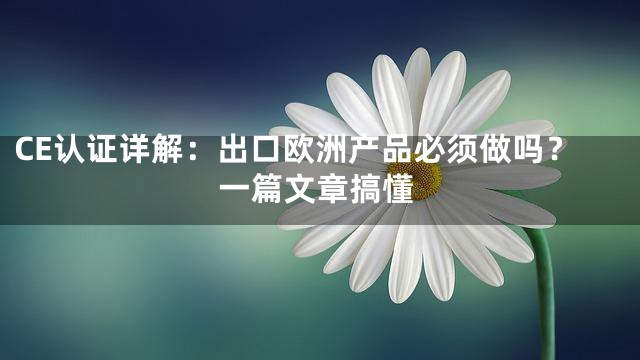 CE认证详解：出口欧洲产品必须做吗？一篇文章搞懂