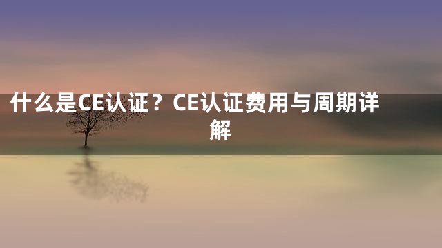 什么是CE认证？CE认证费用与周期详解