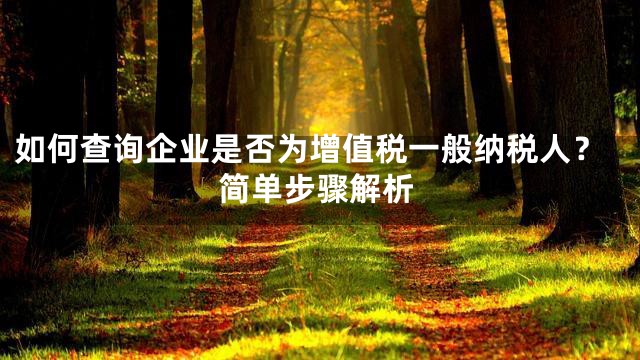 如何查询企业是否为增值税一般纳税人？简单步骤解析