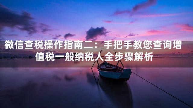 微信查税操作指南二：手把手教您查询增值税一般纳税人全步骤解析