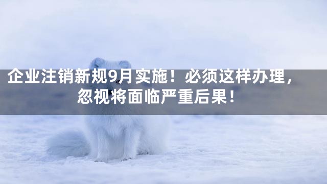 企业注销新规9月实施！必须这样办理，忽视将面临严重后果！
