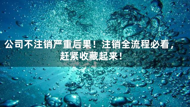 公司不注销严重后果！注销全流程必看，赶紧收藏起来！