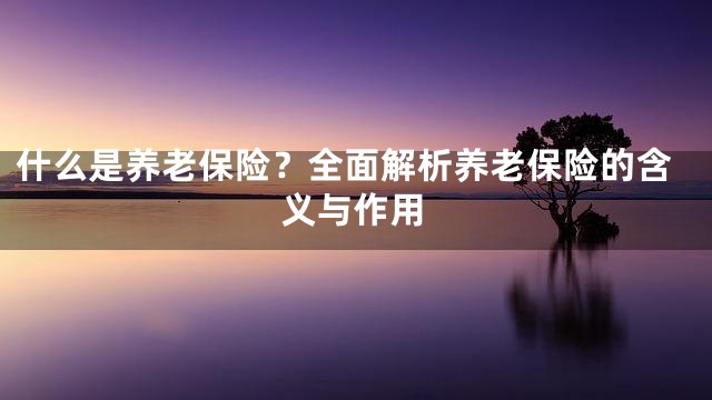 什么是养老保险？全面解析养老保险的含义与作用