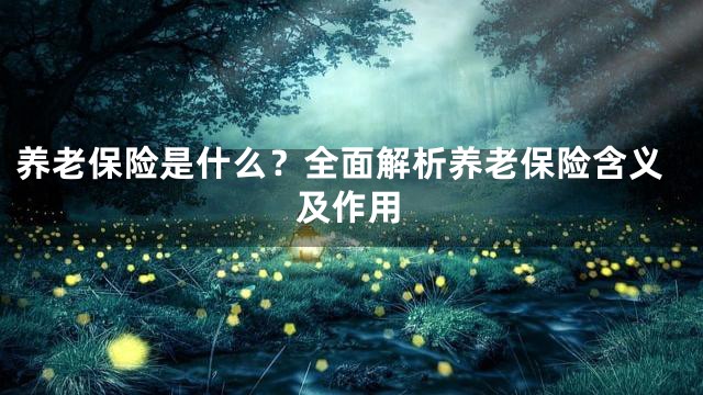 养老保险是什么？全面解析养老保险含义及作用