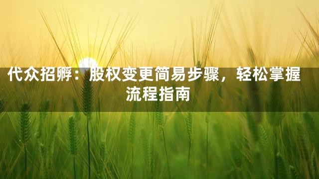 代众招孵：股权变更简易步骤，轻松掌握流程指南