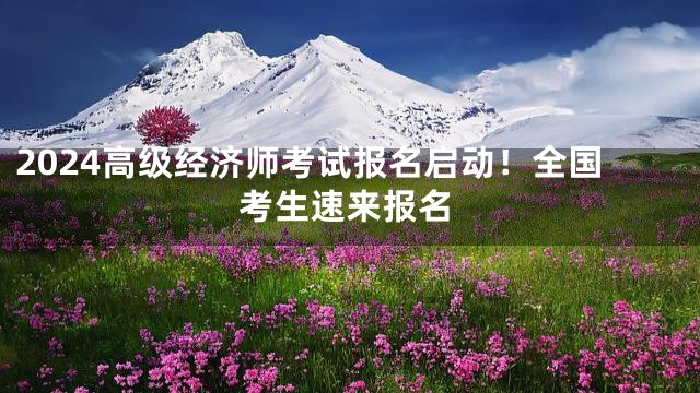2024高级经济师考试报名启动！全国考生速来报名