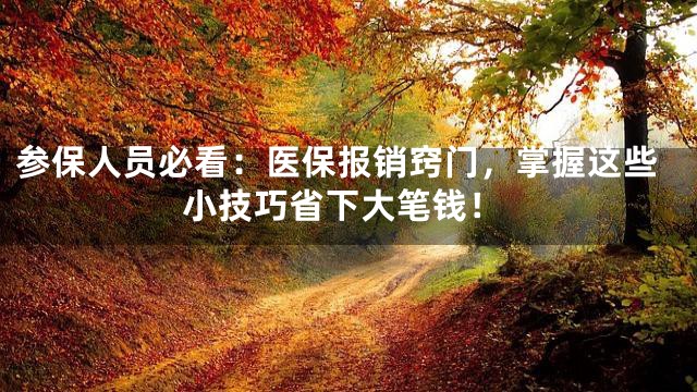 参保人员必看：医保报销窍门，掌握这些小技巧省下大笔钱！