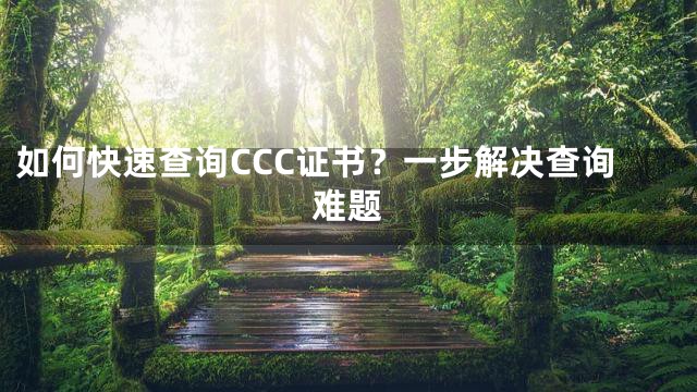 如何快速查询CCC证书？一步解决查询难题