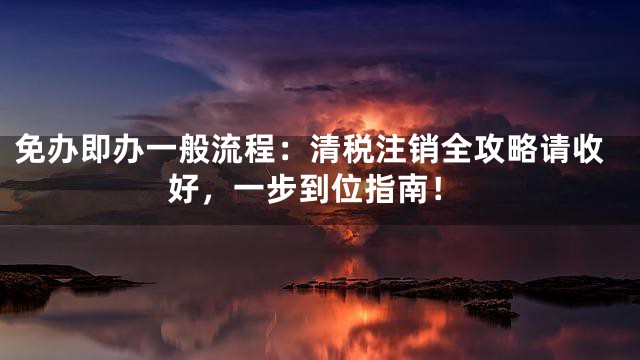 免办即办一般流程：清税注销全攻略请收好，一步到位指南！