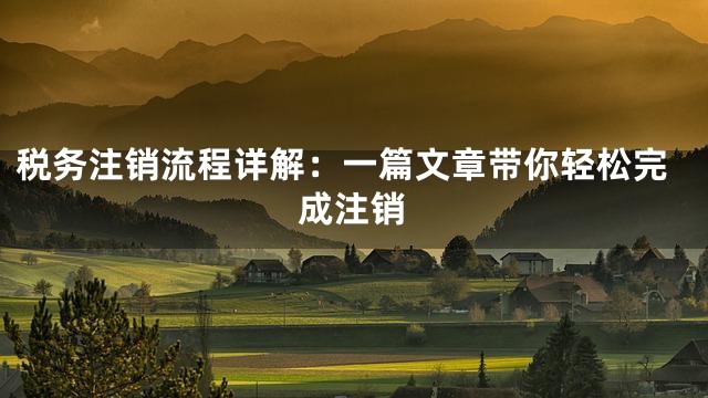 税务注销流程详解：一篇文章带你轻松完成注销