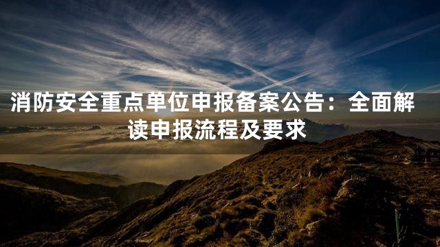 消防安全重点单位申报备案公告：全面解读申报流程及要求