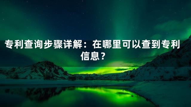 专利查询步骤详解：在哪里可以查到专利信息？