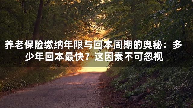 养老保险缴纳年限与回本周期的奥秘：多少年回本最快？这因素不可忽视