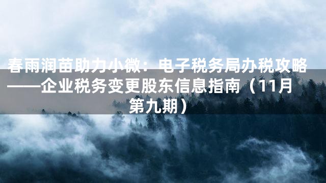 春雨润苗助力小微：电子税务局办税攻略——企业税务变更股东信息指南（11月第九期）