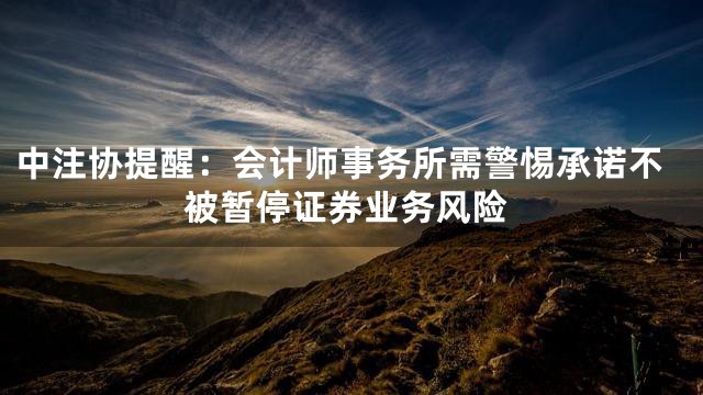 中注协提醒：会计师事务所需警惕承诺不被暂停证券业务风险