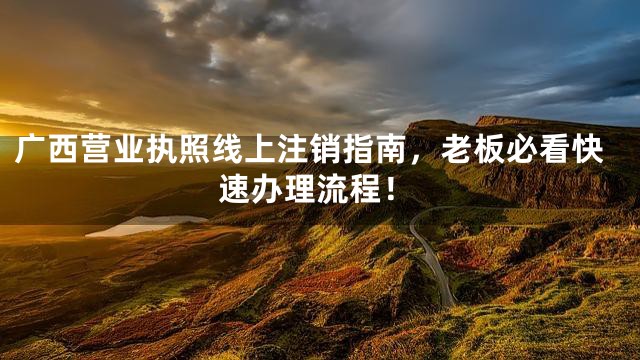 广西营业执照线上注销指南，老板必看快速办理流程！