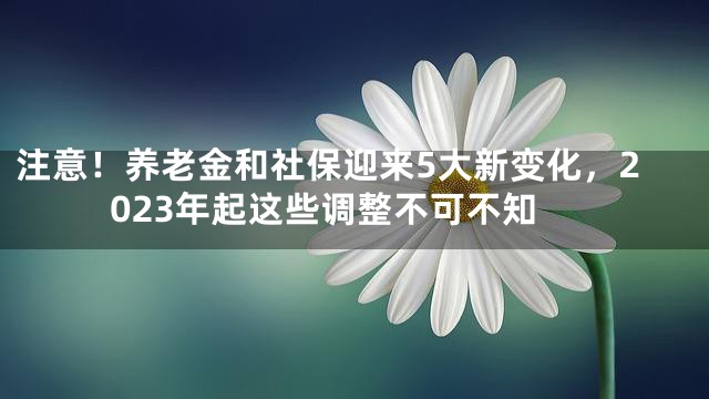 注意！养老金和社保迎来5大新变化，2023年起这些调整不可不知