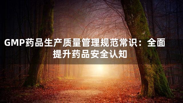 GMP药品生产质量管理规范常识：全面提升药品安全认知