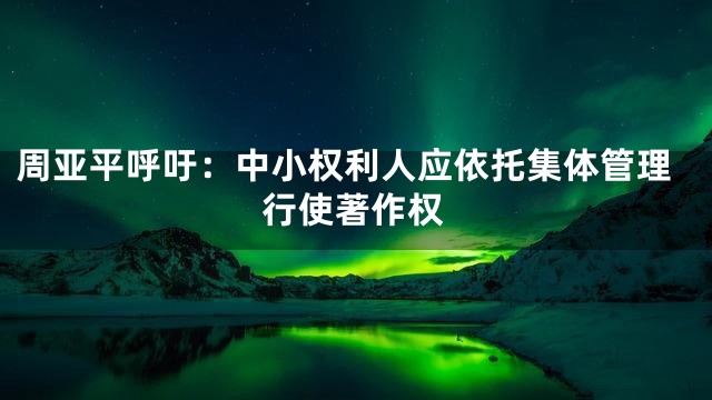 周亚平呼吁：中小权利人应依托集体管理行使著作权