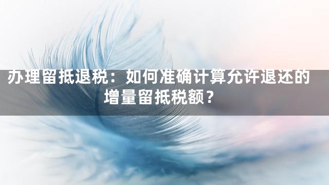 办理留抵退税：如何准确计算允许退还的增量留抵税额？
