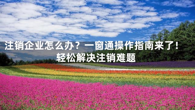 注销企业怎么办？一窗通操作指南来了！轻松解决注销难题